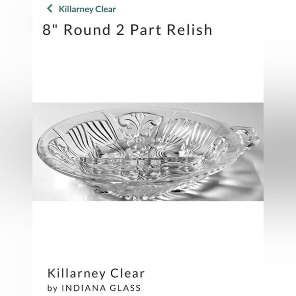 Vintage Indiana Glass Killarney 8” Round Handled 2 Part Relish Dish - Picture 7 of 7